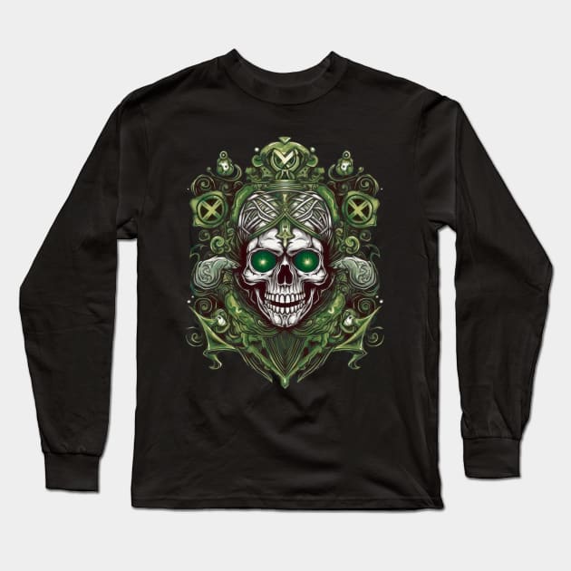 Mystical skull with glowing eyes dark gothic themed Long Sleeve T-Shirt by The-Dark-King